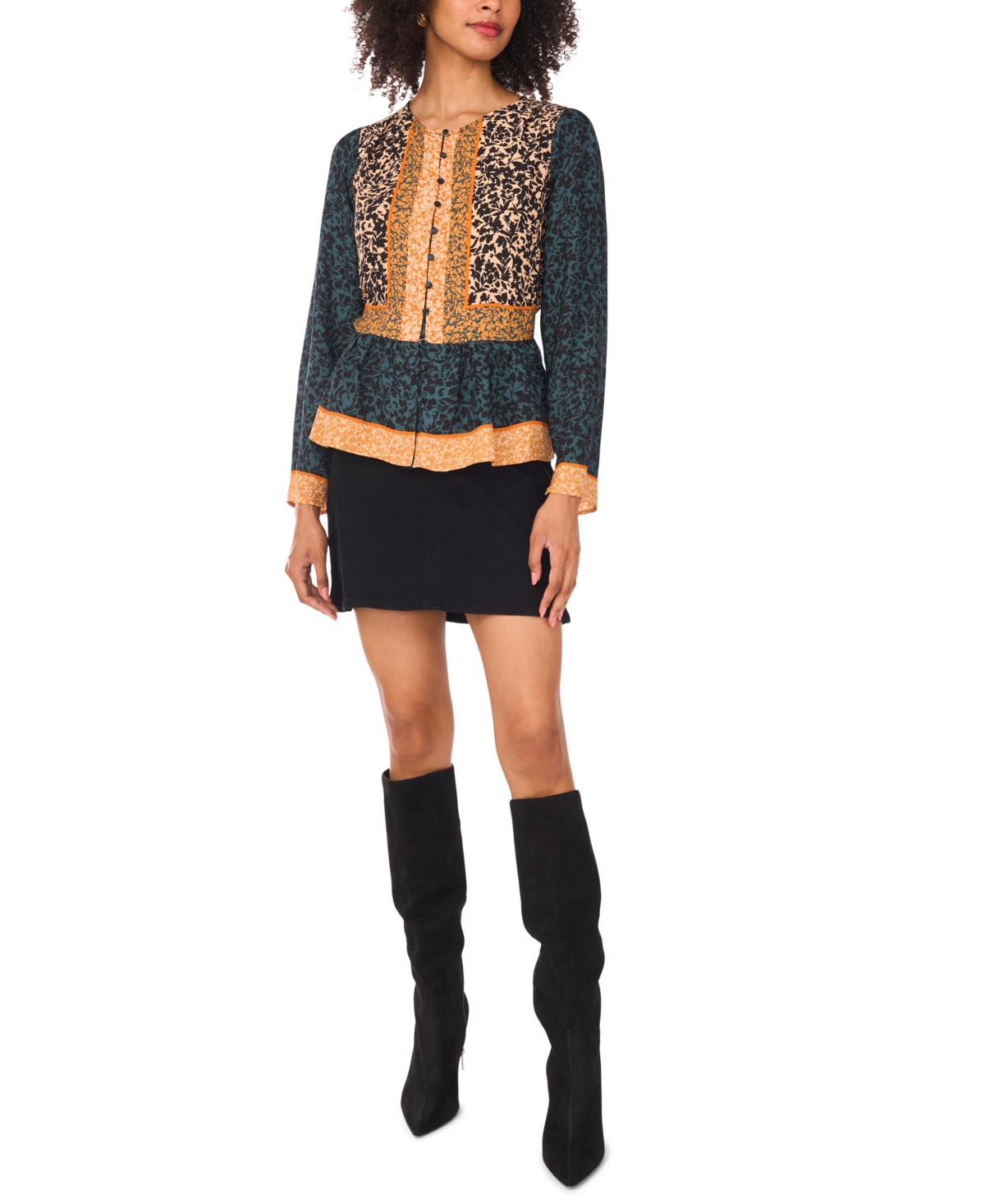 Vince Camuto Women's Crewneck Button-Down Top