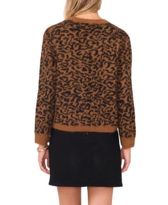 Women's Cozy Crewneck Animal-Print Long-Sleeve Sweater