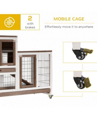 Rabbit Hutch Bunny Cage Indoor Small Animal House w/ Run Pull Out Tray