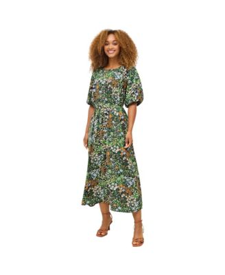 Women's Satin Keyhole Empire Midi Dress