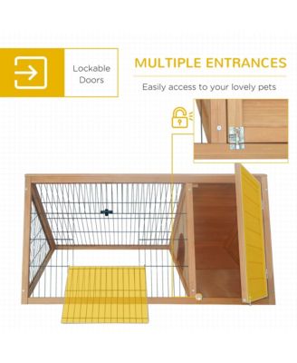 46" x 24" Wooden A-Frame Outdoor Rabbit Cage Small Animal Hutch,