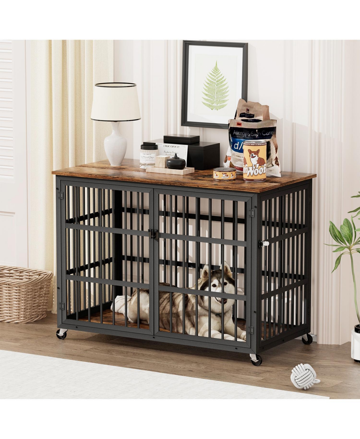 Airsurfer Dog Crate Wrought Iron Frame Door with Side Openings