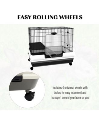 2-Level Small Animal Cage with Wheels, Tray, Platform, Ramp,