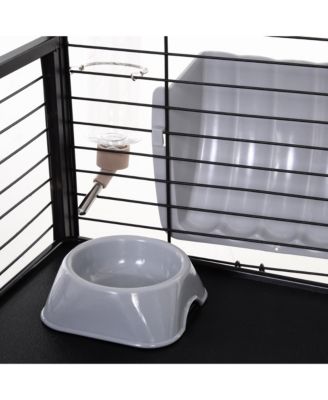 Small Animal Playpen Cage w/ Rolling Caster, Water Bottle, 35" L