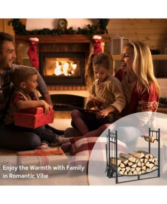 30 Inch Firewood Rack with 4 Tool Set Kindling Holders for Indoor and Outdoor