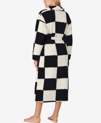 Women's Ultra-Cozy Belted Check Wrap Short Robe