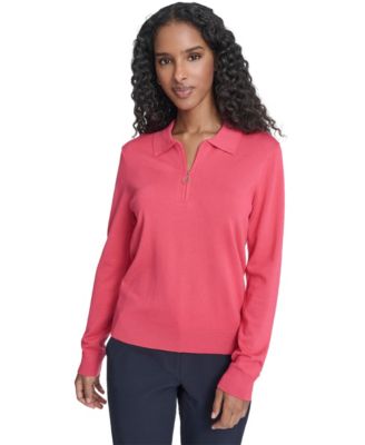 Women's Long-Sleeve Quarter-Zip Polo Sweater