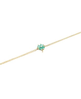 Sterling Silver Four Leaves Clover Bracelet - Green - Gold 70$