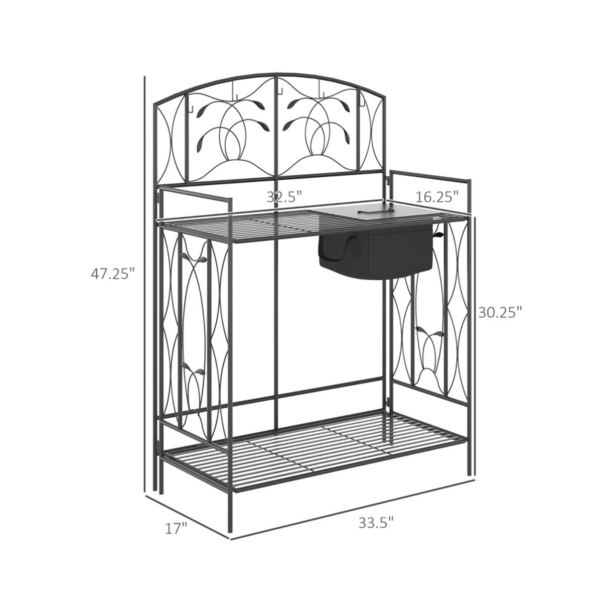 Garden Work Bench with Multi-Layer Open Shelf Design