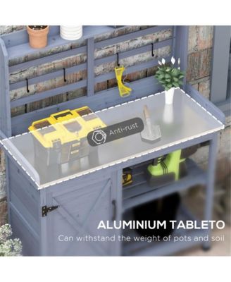 Durable Wooden Garden Workbench with Open Storage for Tools and Plants