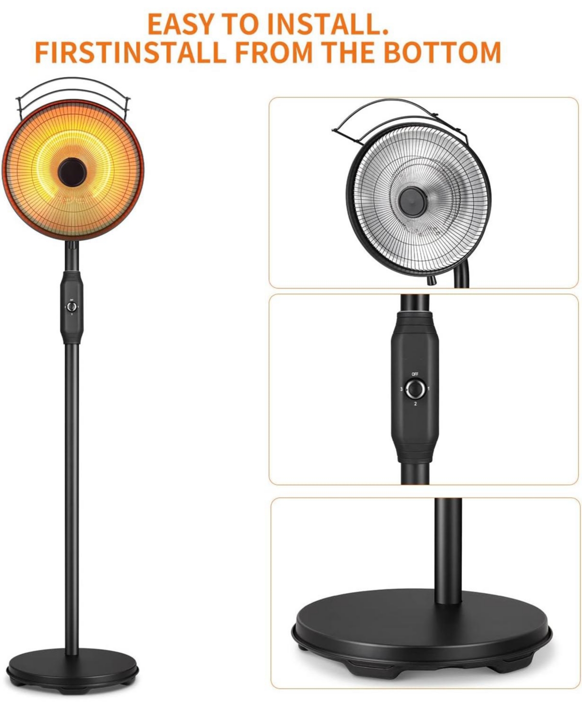 Cowsar Infrared Electric Patio Heater – Quiet, Energy Efficient, Fast Heating, Weatherproof