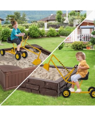 Kids Ride-On Sand Digger with 360° Rotation and Metal Frame