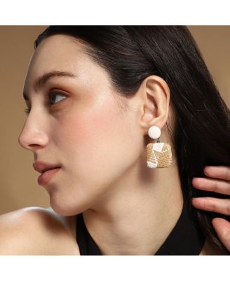 Women's The Rattan Drop Earrings - Tan Brown