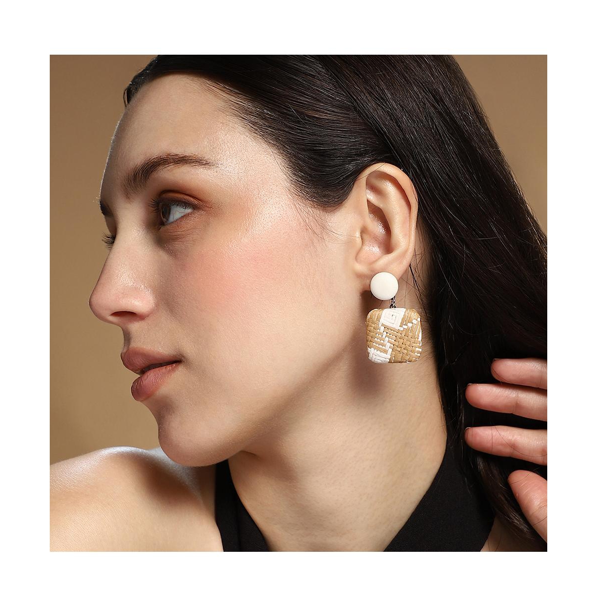 Women's The Rattan Drop Earrings - Tan Brown