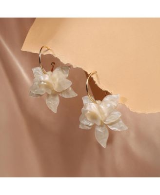 Women's The La-Flora Hoop Earrings - Ivory White & California Gold