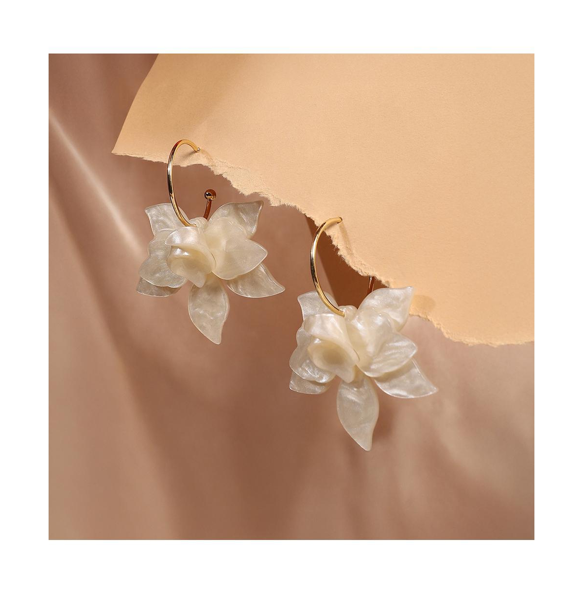 Women's The La-Flora Hoop Earrings - Ivory White & California Gold