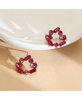 Women's The Crystal-Teardrop Stud Earrings - Fuchsia Pink