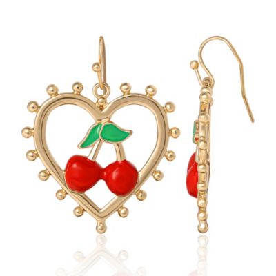 Cherry Heart Drop Earrings