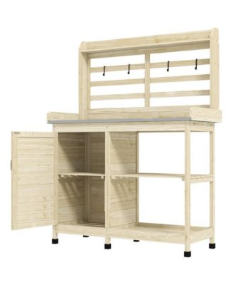 Outdoor Potting Bench with Open Shelf Storage for Gardening Needs