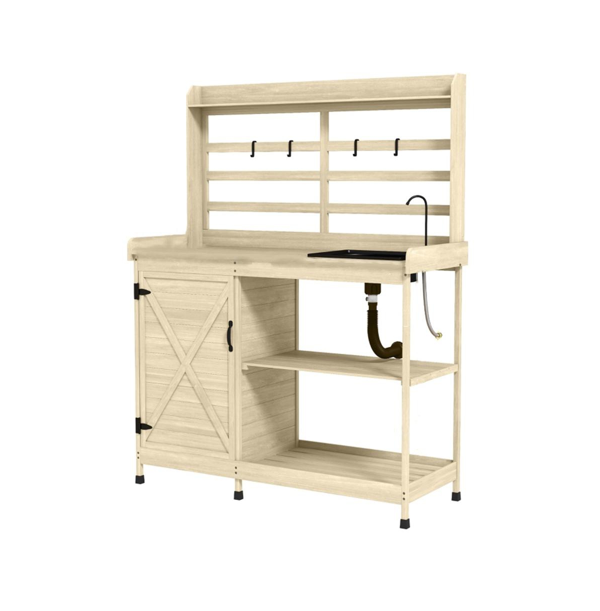 Compact Outdoor Workbench with Open Storage for Garden Use