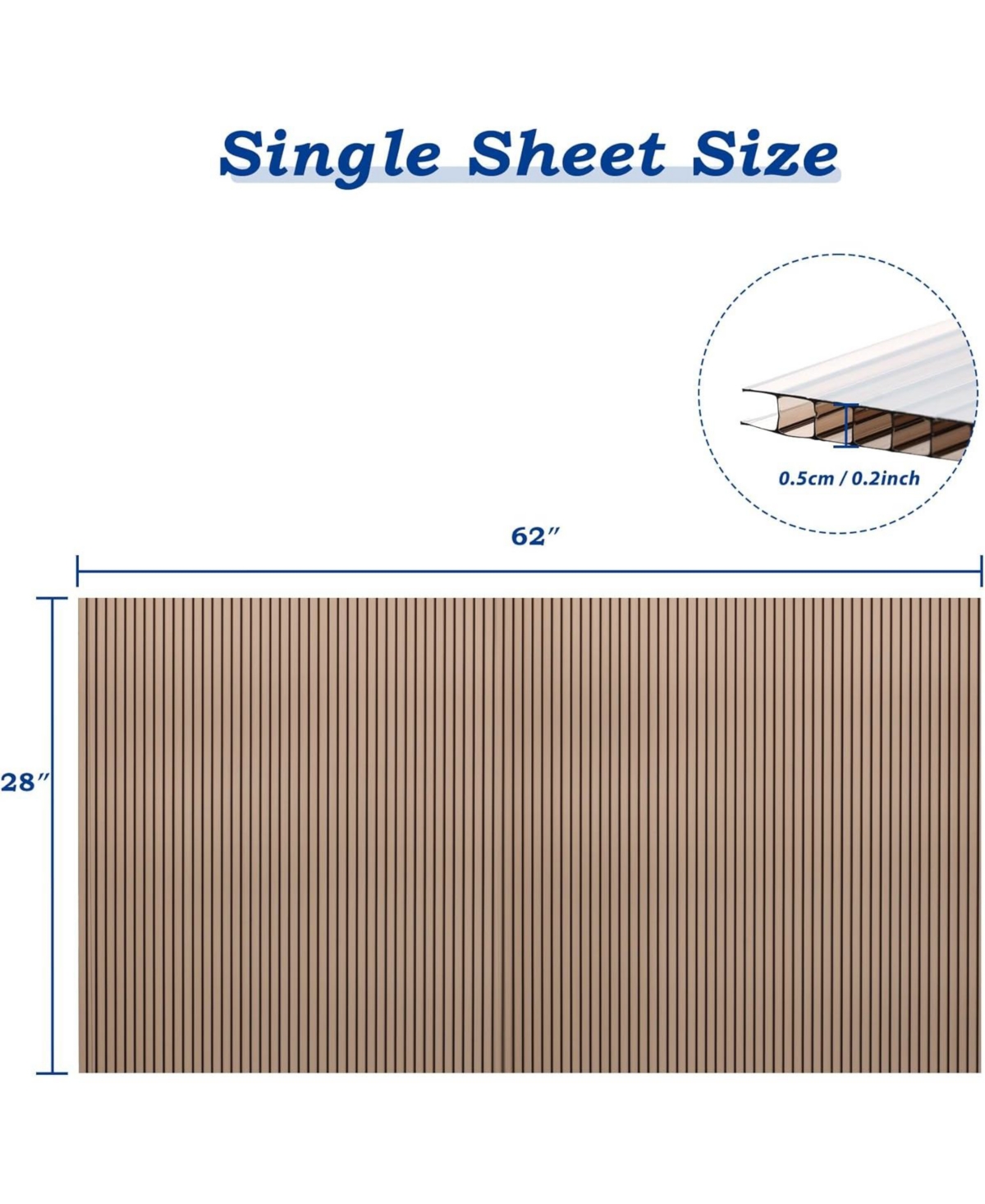 Aoodor 6Pcs 62'' (W) x 28'' (L) x 0.2'' Polycarbonate Gazebo Proof Panels, Waterproof Uv Protected Reinforced Sheets, Twin-Wall Bronze Sheets