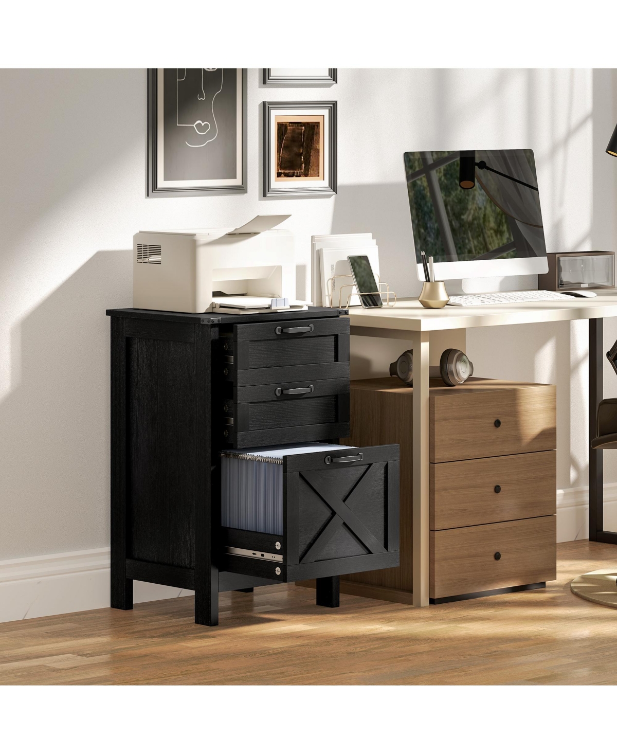 Homcom 3 Drawer File Cabinet, Filing Cabinet for A4 or Letter Size