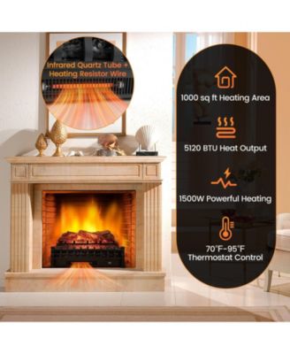 26 Inches Infrared Quartz Electric Fireplace with Realistic Pinewood Ember Bed