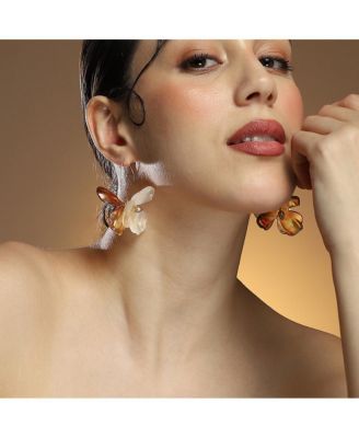 Women's The Iris Drop Earrings - Coffee Brown & California Gold