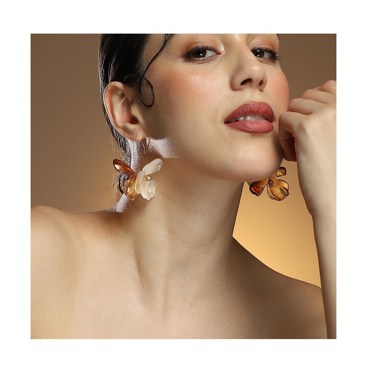 Women's The Iris Drop Earrings - Coffee Brown & California Gold