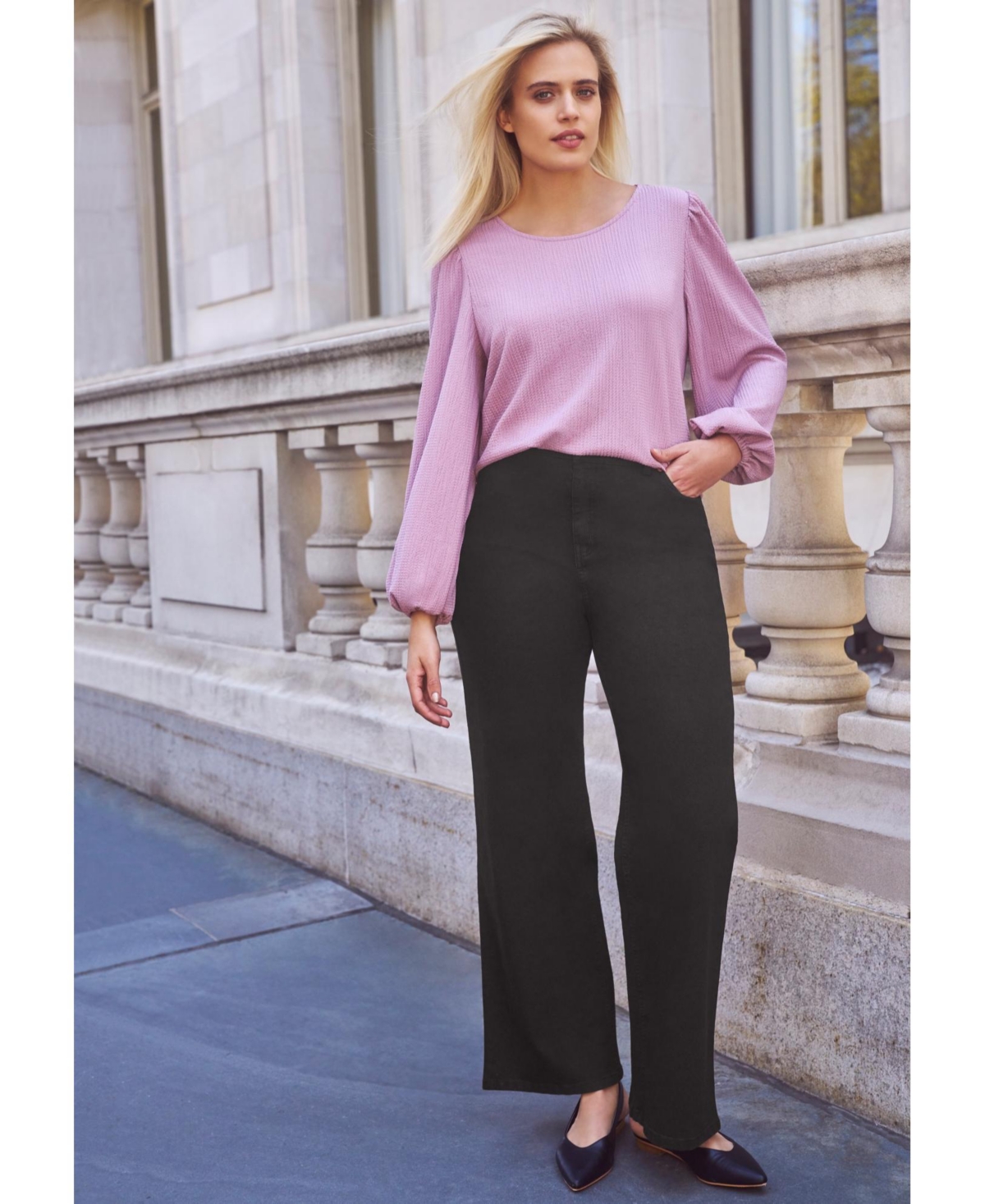 ellos Women's 5-Pocket Wide Leg Jeans