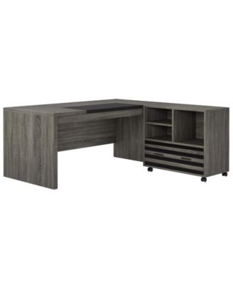 62.2" Gaming Table,Executive Desk with Mobile File Cabinet, L-Shaped Office Desk with Storage Shelves
