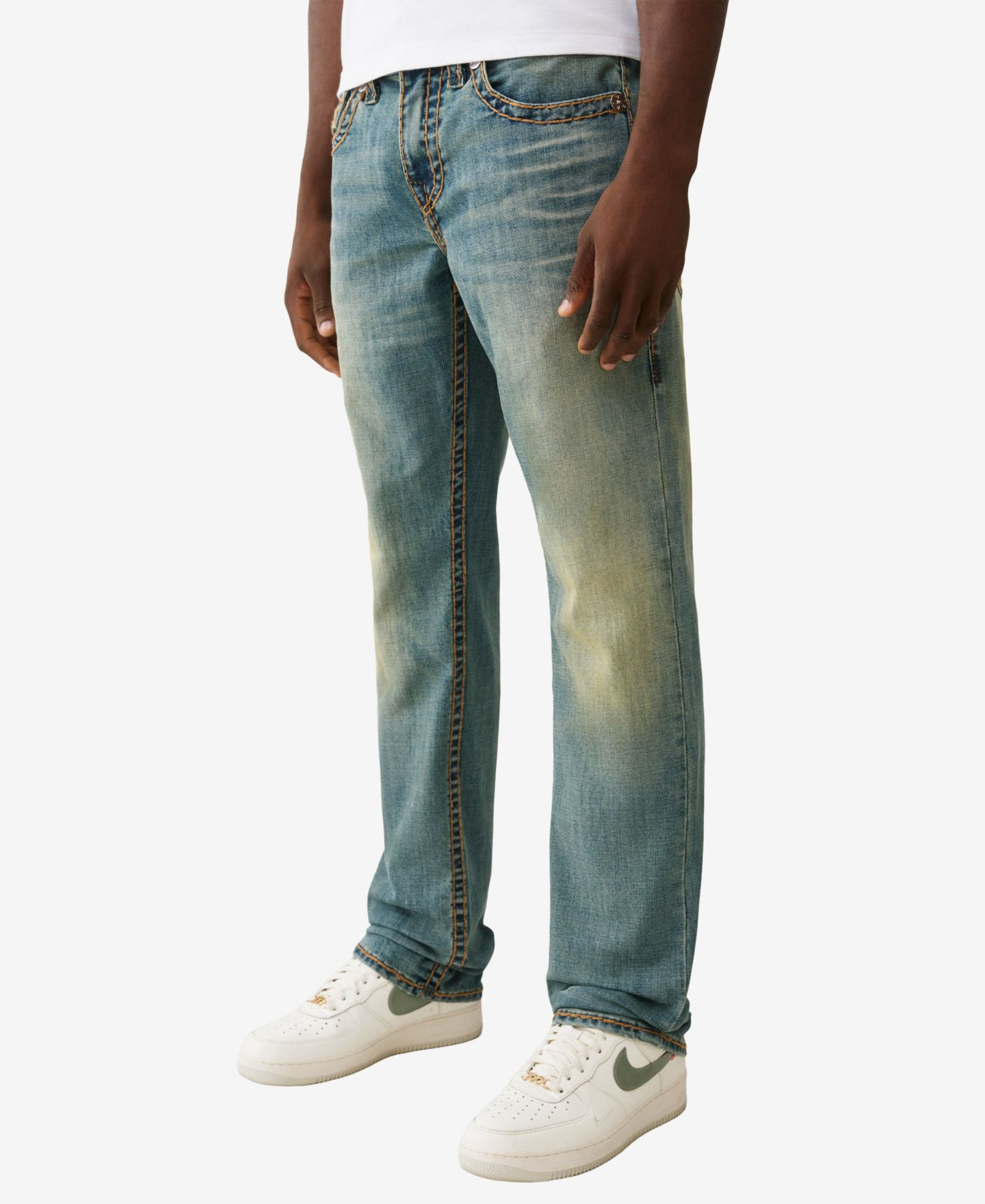 Мужские джинсы True Religion Ricky Super Straight-Fit, цвет: Стальная средняя варка — фото 2