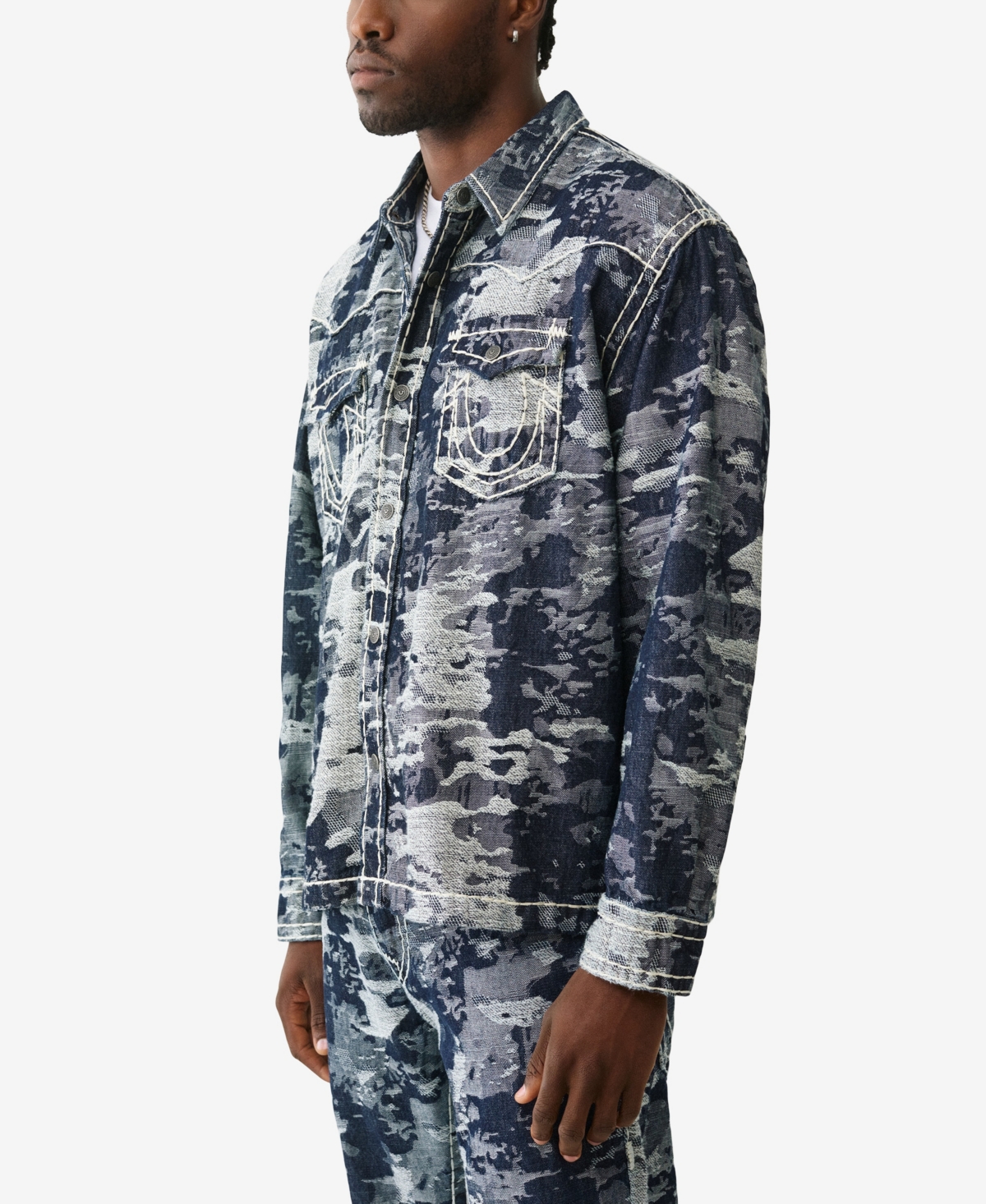 True Religion Men's Long-Sleeve Jacquard Western Super-t Shirt