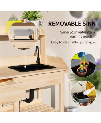 Sturdy Garden Work Bench with Open Shelves for Tools and Plants