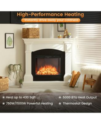 26 Inch Recessed Electric Fireplace with Adjustable Flame Brightness