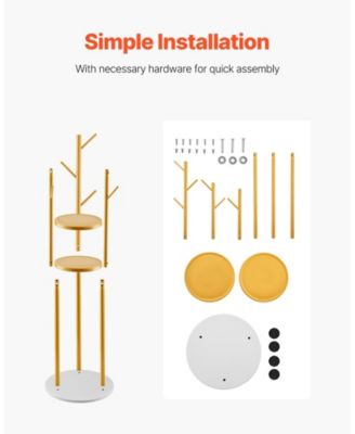 Freestanding Coat Rack Stand with Quartz Stone Base and 9 Hooks