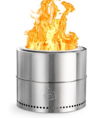 19" Smokeless Fire Pit, Stainless Steel, Portable with Ash Pan