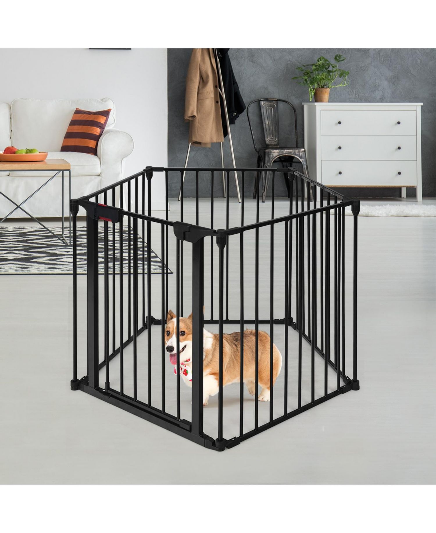 115 Inch Length 5 Panel Adjustable Wide Fireplace Fence
