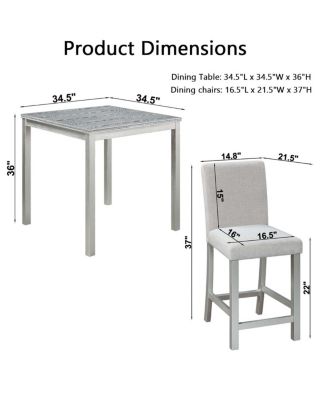 5-Piece Counter Height Dining Set with 4 Upholstered Chairs, 34.5" Square Table with Crystal Trim for Small Dining Room-Maison Boucle