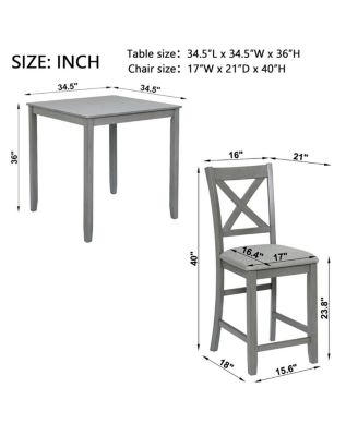 5-Piece Counter Height Dining Set, Solid Acacia Wood Table and 4 Upholstered Chairs for Kitchen or Small Dining Space-Maison Boucle