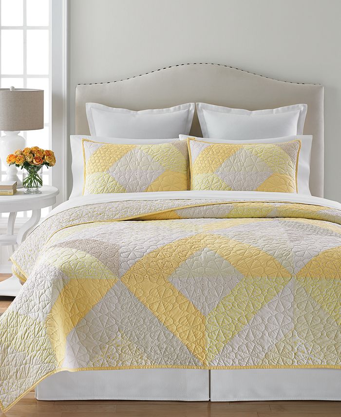Martha Stewart Collection Cotton Patchwork Eyelet Collector's Twin Quilt, Created for Macy's