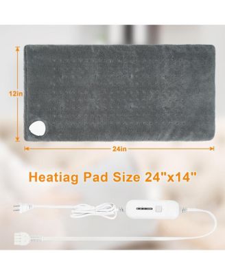 12''x24'' Grey Weighted Electric Heating Pad for Pain Relief, Machine Washable with 3 Heat Settings ,Heating pad for Neck and Shoulder, Knee