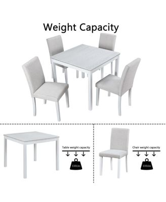 5-Piece Square Dining Table Set with 4 Upholstered Chairs, Crystal Trim Wood Table for Kitchen or Small Dining Room-Maison Boucle