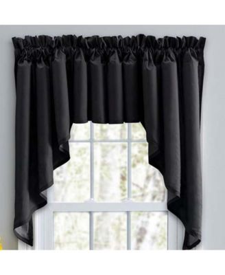 Stacey Solid Color Window 3" Rod Pocket High Quality Fabric Lined Swag Set 126"x36" Black