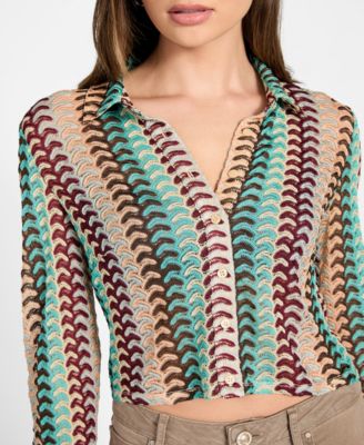 Women's Izzy Long Sleeve Cropped Button Up Shirt