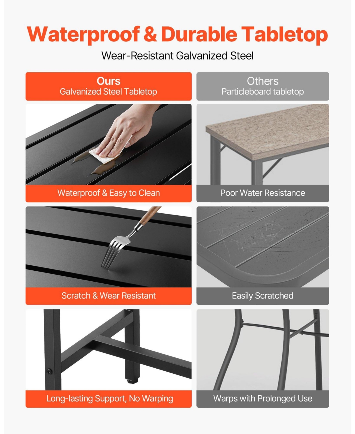 Slickblue Weather-Resistant Bar Table with Waterproof Surface Outdoor