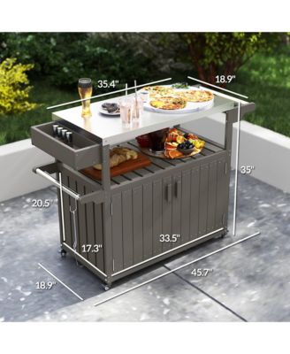 Outdoor Bar Cart with Wheels for Drinks and Snack Serving