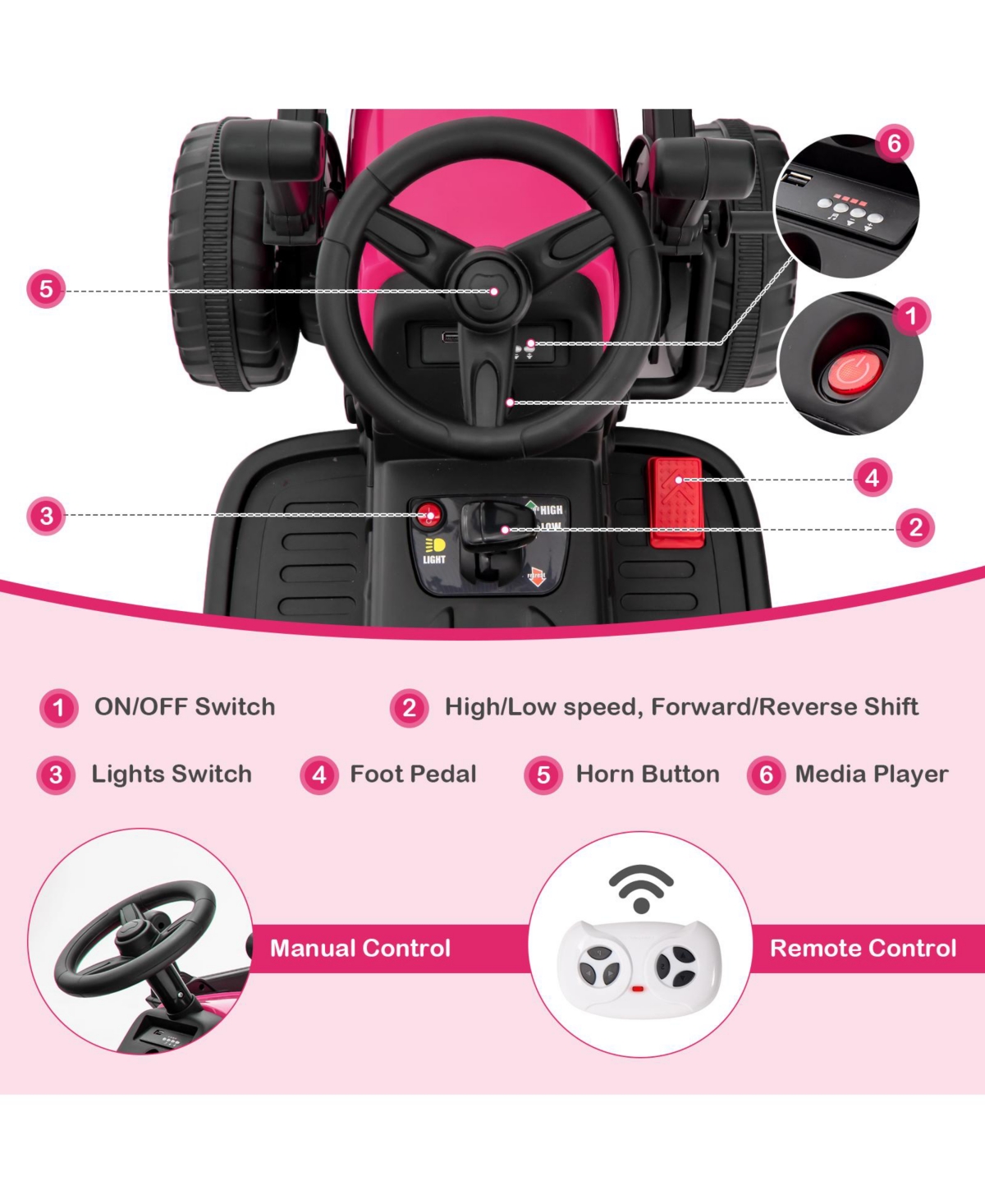 Kids Ride on Excavator with Adjustable Arm and Bucket