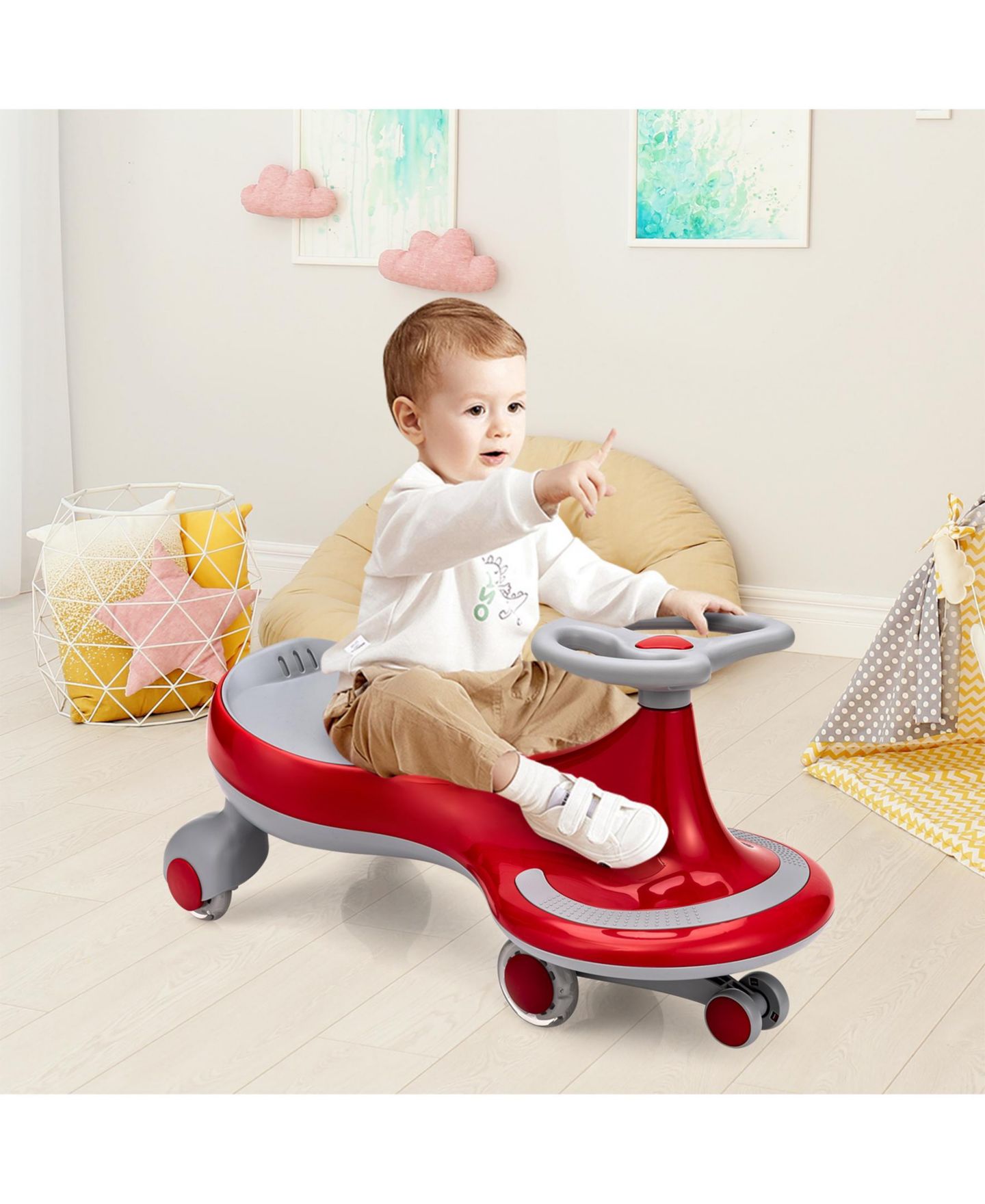 Детская игрушка SUGIFT Wiggle Car Flashing Wheels Ride-On Toy, Ages 3+, цвет: Красный — фото 11