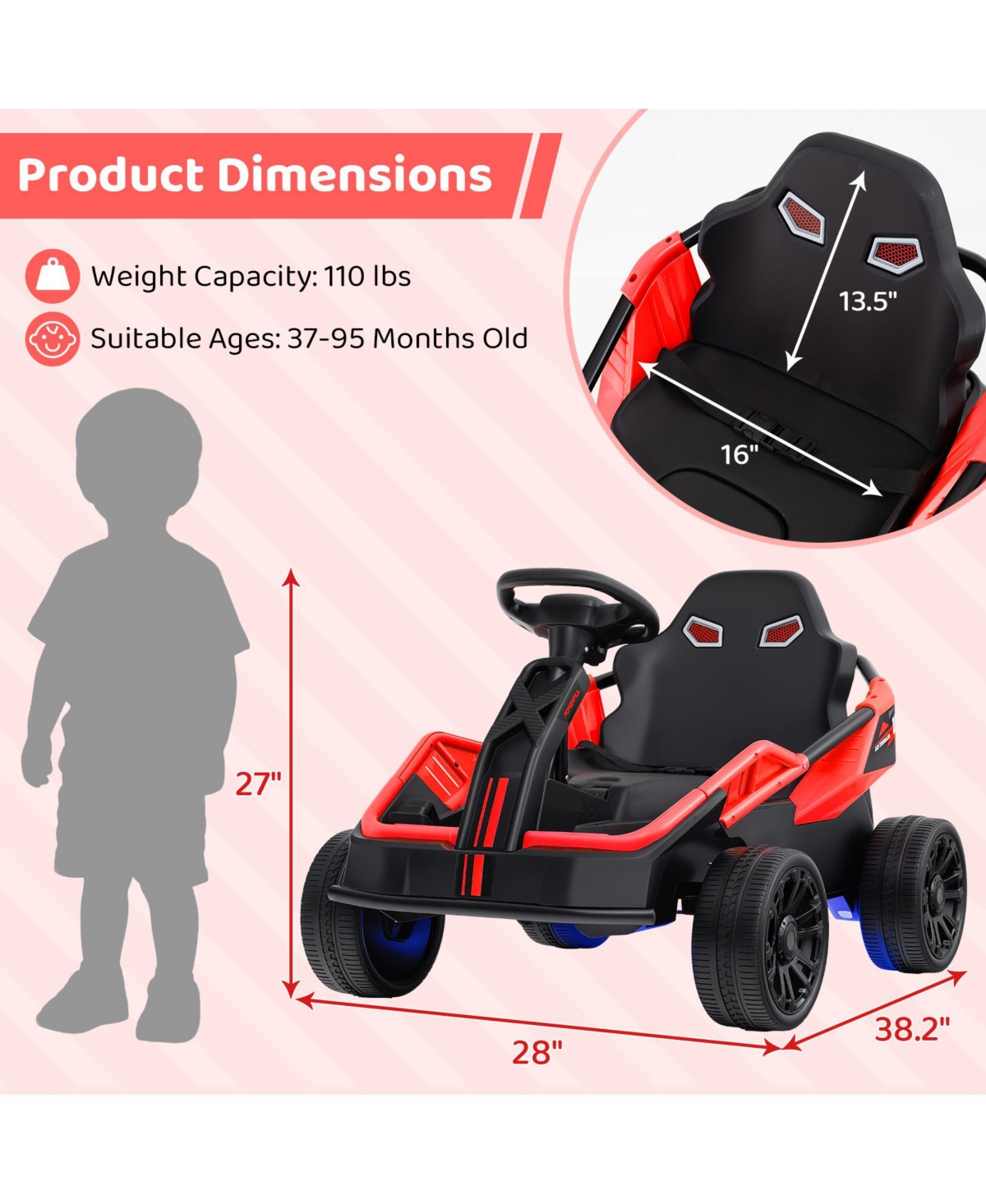 12V Kids Ride-On Utv Car with Remote Control and Suspension